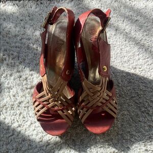 Red and Tan Women's Sandals